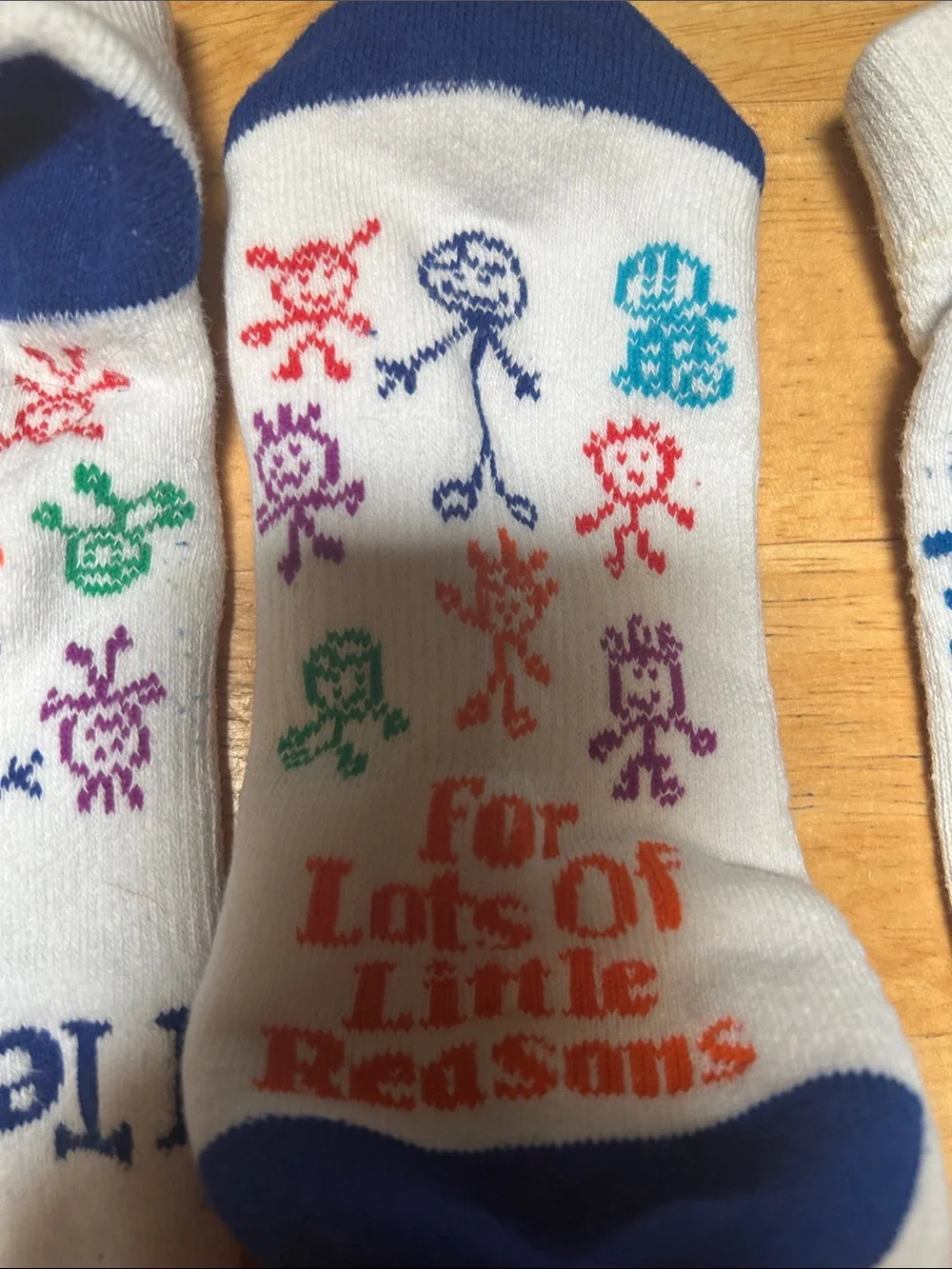 I Teach White Crew Socks with Blue Accents - Teacher Message Set